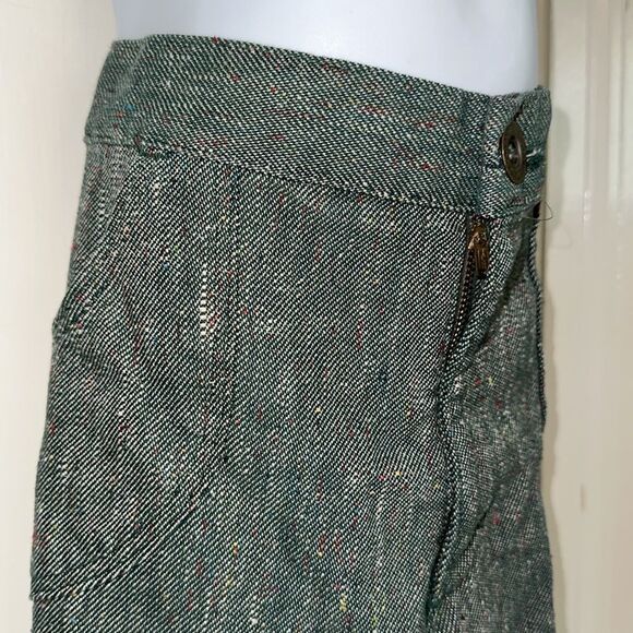 Vintage 70s H.I.S. For Girls green tweed bell bottom cuffed hem jeans - Picture 4 of 9